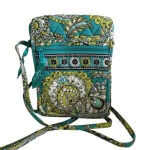 Vera Bradley Peacock Mini Hipster Small Organizational Crossbody Cotton Bag